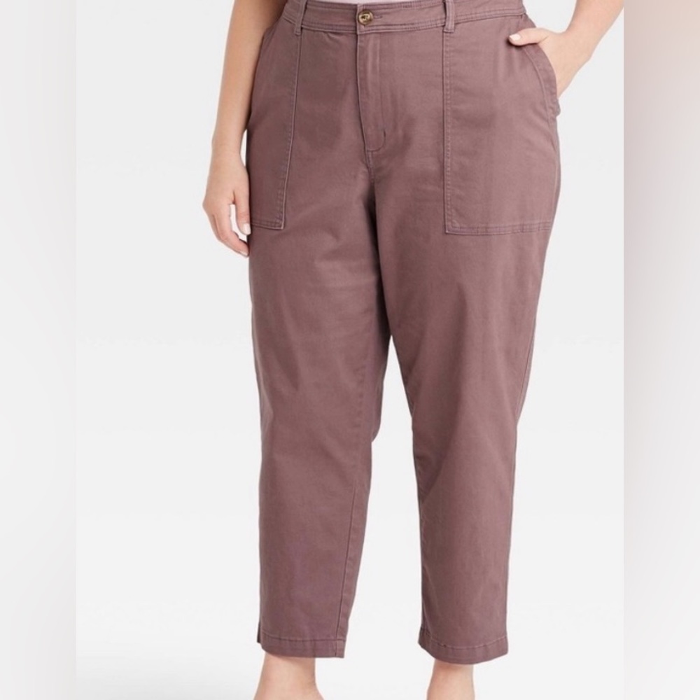 Women's Plus High-Rise Utility Ankle Pants Light Purple A New Day NWT